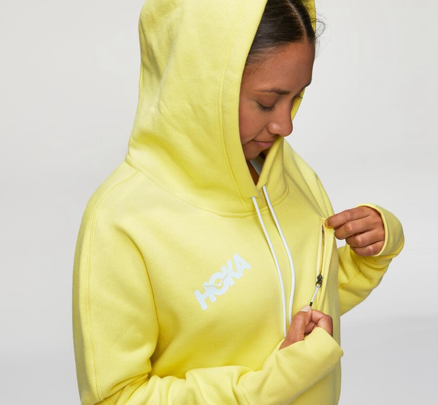 Sweat À Capuche Hoka One One Performance Femme - Jaune - ZLH-974825